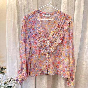 Zara Floral Blouse Size Large